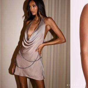 Mocha Rope Mini Dress with Sparkles - XXS - MESHKI